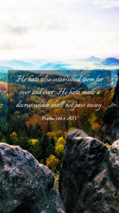 Picture 03 - Psalms 148:6 ASV Mobile Phone Wallpaper - He hath also established them for ever and ever: - Mobile Bible Verse Wallpaper