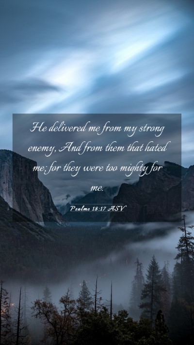 Picture 03 - Psalms 18:17 ASV Mobile Phone Wallpaper - He delivered me from my strong enemy, And from - Mobile Bible Verse Wallpaper