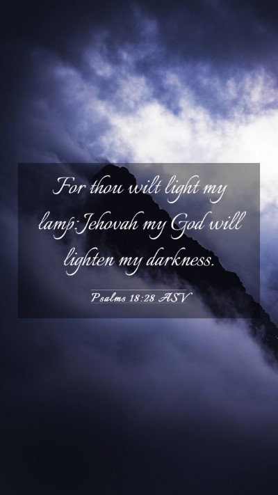 Picture 03 - Psalms 18:28 ASV Mobile Phone Wallpaper - For thou wilt light my lamp: Jehovah my God will - Mobile Bible Verse Wallpaper