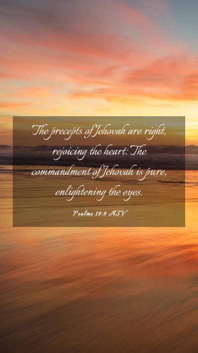 Picture 03 - Psalms 19:8 ASV Mobile Phone Wallpaper - The precepts of Jehovah are right, rejoicing the - Mobile Bible Verse Wallpaper