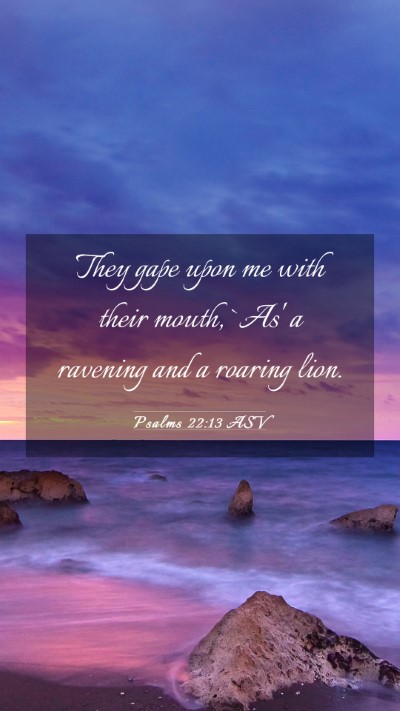 Picture 03 - Psalms 22:13 ASV Mobile Phone Wallpaper - They gape upon me with their mouth, `As' a - Mobile Bible Verse Wallpaper
