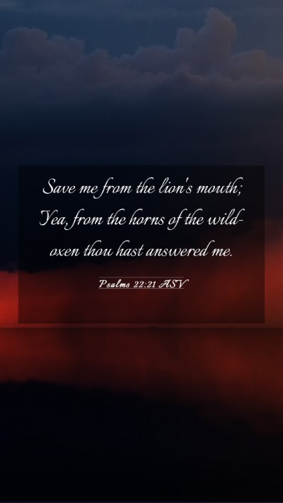Picture 03 - Psalms 22:21 ASV Mobile Phone Wallpaper - Save me from the lion's mouth; Yea, from the - Mobile Bible Verse Wallpaper