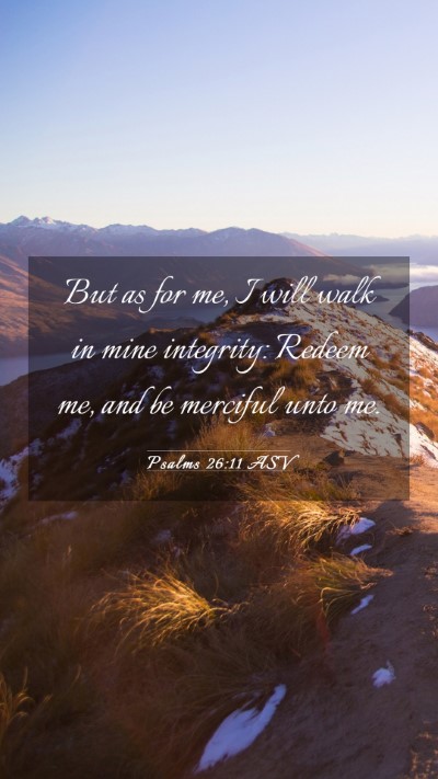 Picture 03 - Psalms 26:11 ASV Mobile Phone Wallpaper - But as for me, I will walk in mine integrity: - Mobile Bible Verse Wallpaper