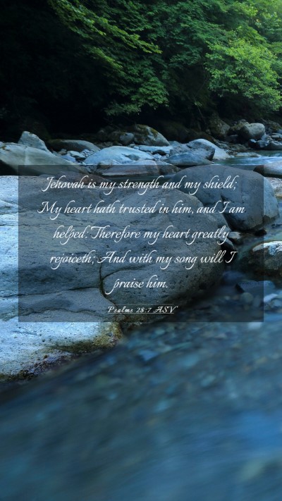 Picture 03 - Psalms 28:7 ASV Mobile Phone Wallpaper - Jehovah is my strength and my shield; My heart - Mobile Bible Verse Wallpaper