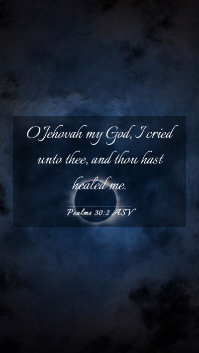 Picture 03 - Psalms 30:2 ASV Mobile Phone Wallpaper - O Jehovah my God, I cried unto thee, and thou - Mobile Bible Verse Wallpaper