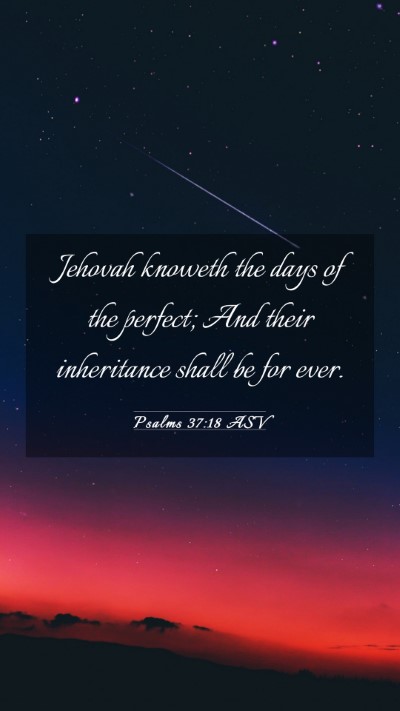 Picture 03 - Psalms 37:18 ASV Mobile Phone Wallpaper - Jehovah knoweth the days of the perfect; And - Mobile Bible Verse Wallpaper