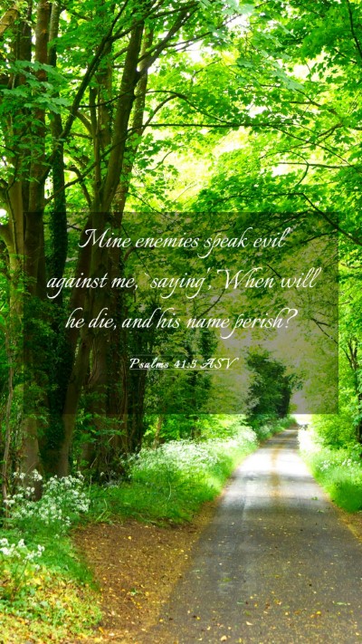 Picture 03 - Psalms 41:5 ASV Mobile Phone Wallpaper - Mine enemies speak evil against me, `saying', - Mobile Bible Verse Wallpaper