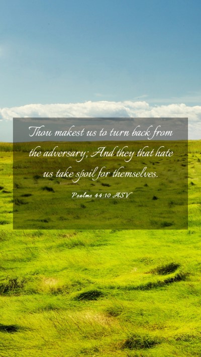 Picture 03 - Psalms 44:10 ASV Mobile Phone Wallpaper - Thou makest us to turn back from the adversary; - Mobile Bible Verse Wallpaper