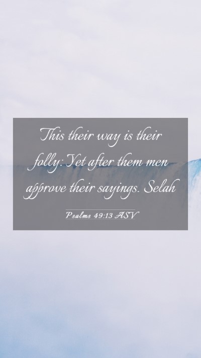 Picture 03 - Psalms 49:13 ASV Mobile Phone Wallpaper - This their way is their folly: Yet after them men - Mobile Bible Verse Wallpaper