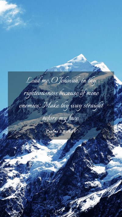 Picture 03 - Psalms 5:8 ASV Mobile Phone Wallpaper - Lead me, O Jehovah, in thy righteousness because - Mobile Bible Verse Wallpaper