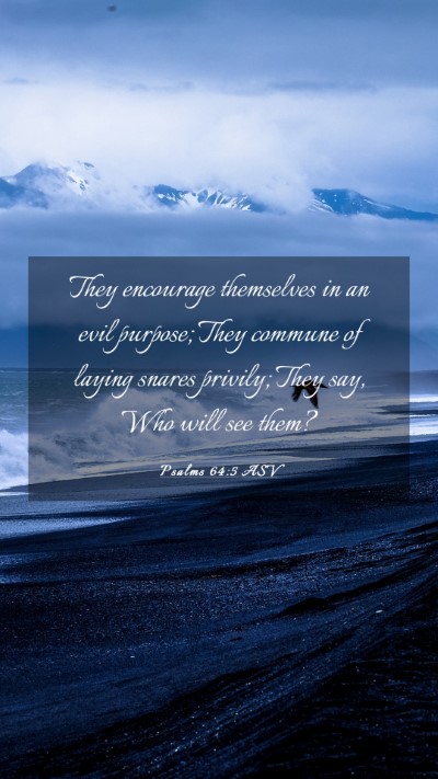 Picture 03 - Psalms 64:5 ASV Mobile Phone Wallpaper - They encourage themselves in an evil purpose; - Mobile Bible Verse Wallpaper