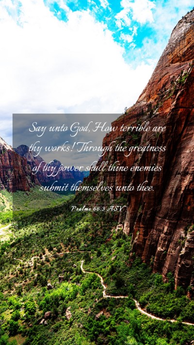 Picture 03 - Psalms 66:3 ASV Mobile Phone Wallpaper - Say unto God, How terrible are thy works! Through - Mobile Bible Verse Wallpaper