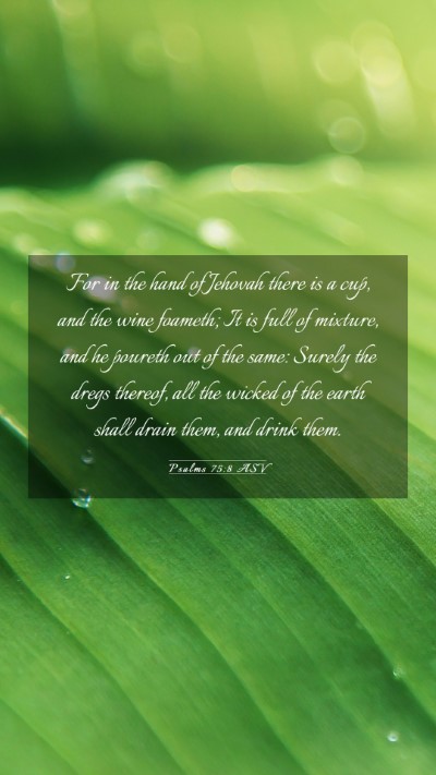 Picture 03 - Psalms 75:8 ASV Mobile Phone Wallpaper - For in the hand of Jehovah there is a cup, and - Mobile Bible Verse Wallpaper