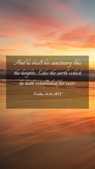 Picture 03 - Psalms 78:69 ASV Mobile Phone Wallpaper - And he built his sanctuary like the heights, Like - Mobile Bible Verse Wallpaper