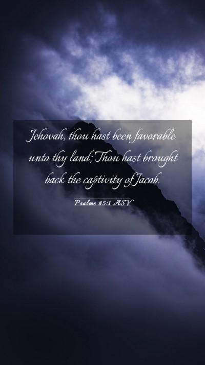 Picture 03 - Psalms 85:1 ASV Mobile Phone Wallpaper - Jehovah, thou hast been favorable unto thy land; - Mobile Bible Verse Wallpaper