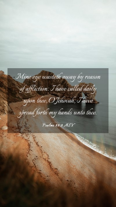 Picture 03 - Psalms 88:9 ASV Mobile Phone Wallpaper - Mine eye wasteth away by reason of affliction: I - Mobile Bible Verse Wallpaper