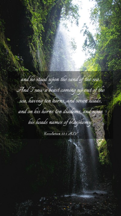 Picture 03 - Revelation 13:1 ASV Mobile Phone Wallpaper - and he stood upon the sand of the sea. And I saw - Mobile Bible Verse Wallpaper