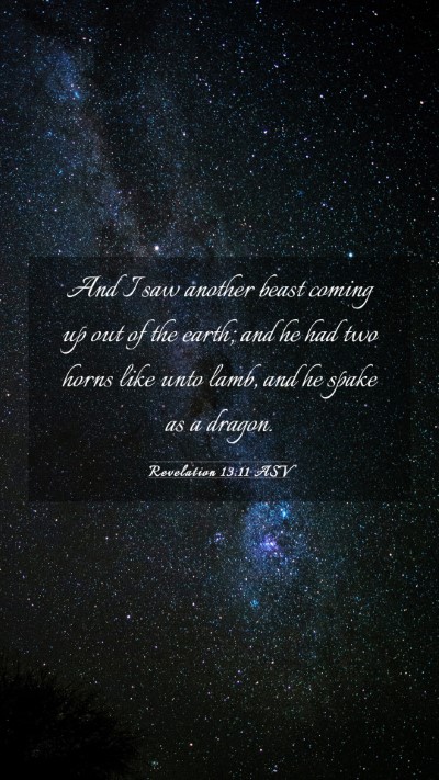 Picture 03 - Revelation 13:11 ASV Mobile Phone Wallpaper - And I saw another beast coming up out of the - Mobile Bible Verse Wallpaper