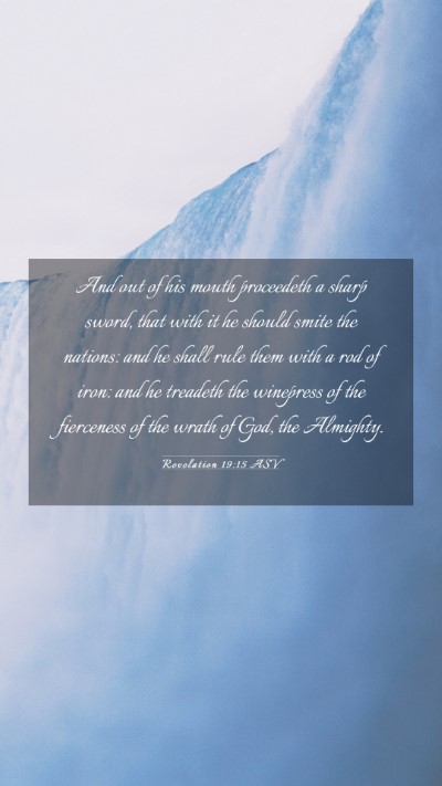 Picture 03 - Revelation 19:15 ASV Mobile Phone Wallpaper - And out of his mouth proceedeth a sharp sword, - Mobile Bible Verse Wallpaper