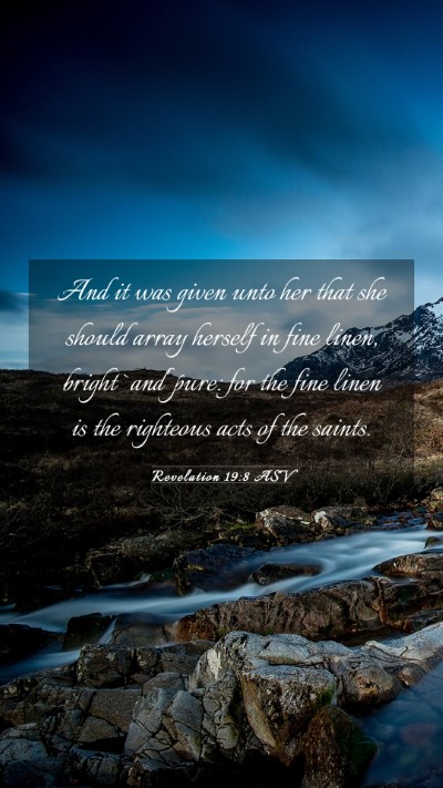 Picture 03 - Revelation 19:8 ASV Mobile Phone Wallpaper - And it was given unto her that she should array - Mobile Bible Verse Wallpaper