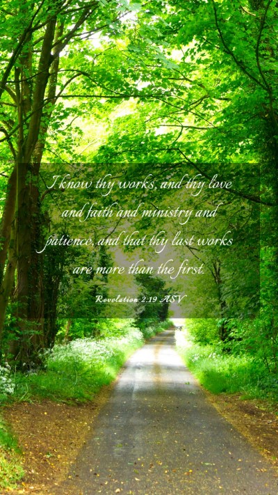 Picture 03 - Revelation 2:19 ASV Mobile Phone Wallpaper - I know thy works, and thy love and faith and - Mobile Bible Verse Wallpaper