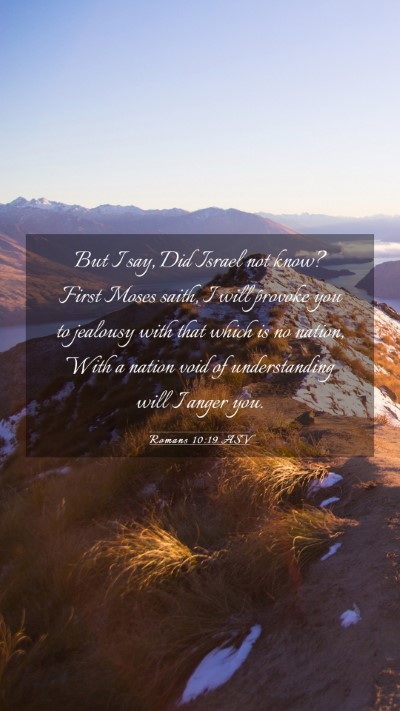 Picture 03 - Romans 10:19 ASV Mobile Phone Wallpaper - But I say, Did Israel not know? First Moses - Mobile Bible Verse Wallpaper