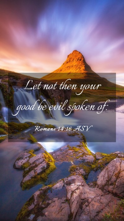 Picture 03 - Romans 14:16 ASV Mobile Phone Wallpaper - Let not then your good be evil spoken - Mobile Bible Verse Wallpaper