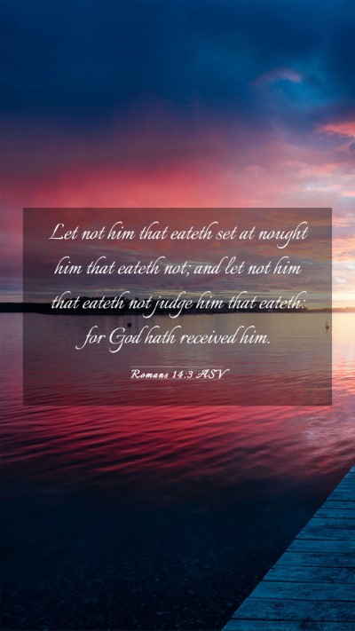 Picture 03 - Romans 14:3 ASV Mobile Phone Wallpaper - Let not him that eateth set at nought him that - Mobile Bible Verse Wallpaper