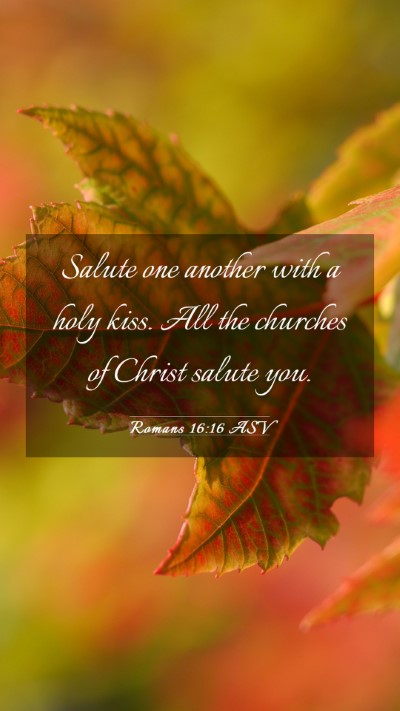 Picture 03 - Romans 16:16 ASV Mobile Phone Wallpaper - Salute one another with a holy kiss. All the - Mobile Bible Verse Wallpaper