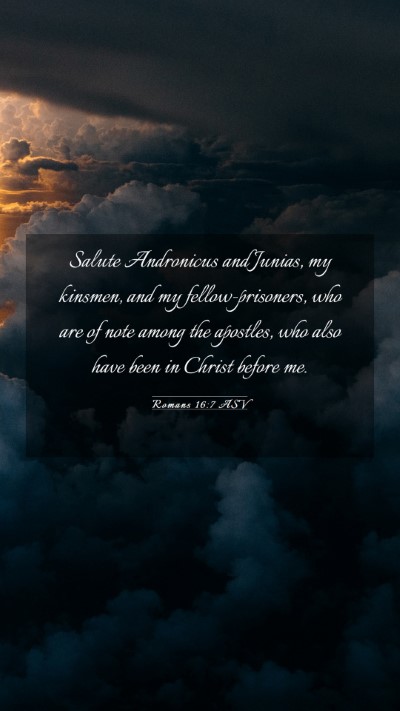 Picture 03 - Romans 16:7 ASV Mobile Phone Wallpaper - Salute Andronicus and Junias, my kinsmen, and my - Mobile Bible Verse Wallpaper