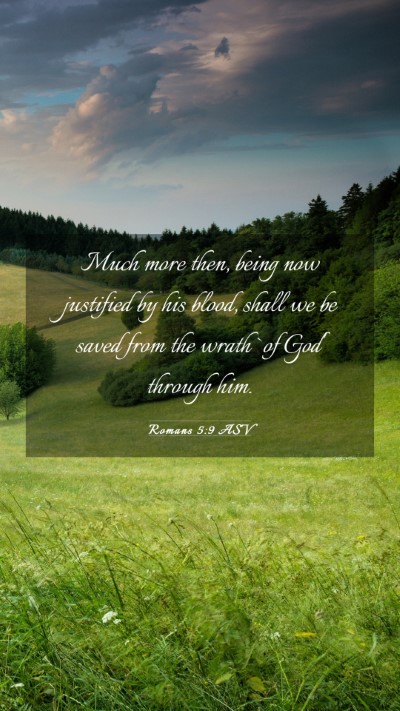 Picture 03 - Romans 5:9 ASV Mobile Phone Wallpaper - Much more then, being now justified by his blood, - Mobile Bible Verse Wallpaper