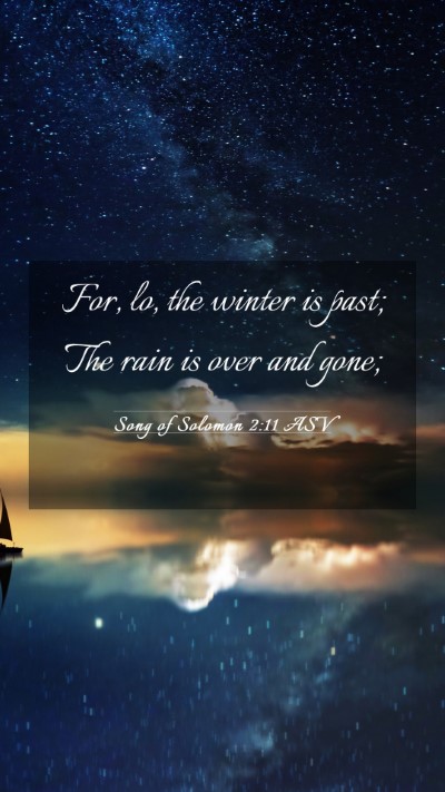Picture 03 - Song of Solomon 2:11 ASV Mobile Phone Wallpaper - For, lo, the winter is past; The rain is over and - Mobile Bible Verse Wallpaper
