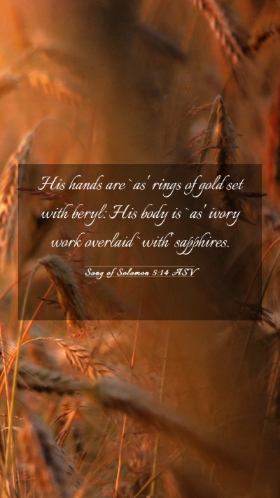 Picture 03 - Song of Solomon 5:14 ASV Mobile Phone Wallpaper - His hands are `as' rings of gold set with beryl: - Mobile Bible Verse Wallpaper