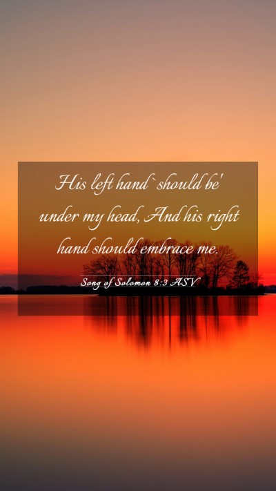 Picture 03 - Song of Solomon 8:3 ASV Mobile Phone Wallpaper - His left hand `should be' under my head, And his - Mobile Bible Verse Wallpaper