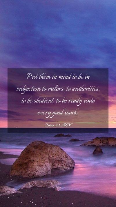 Picture 03 - Titus 3:1 ASV Mobile Phone Wallpaper - Put them in mind to be in subjection to rulers, - Mobile Bible Verse Wallpaper