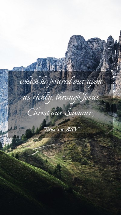 Picture 03 - Titus 3:6 ASV Mobile Phone Wallpaper - which he poured out upon us richly, through Jesus - Mobile Bible Verse Wallpaper