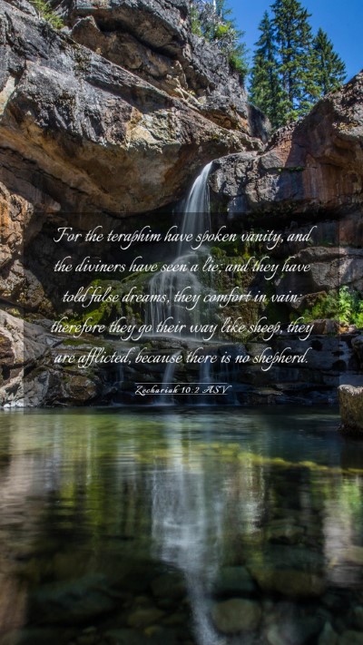 Picture 03 - Zechariah 10:2 ASV Mobile Phone Wallpaper - For the teraphim have spoken vanity, and the - Mobile Bible Verse Wallpaper