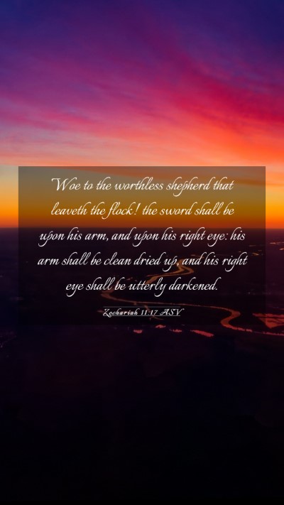 Picture 03 - Zechariah 11:17 ASV Mobile Phone Wallpaper - Woe to the worthless shepherd that leaveth the - Mobile Bible Verse Wallpaper
