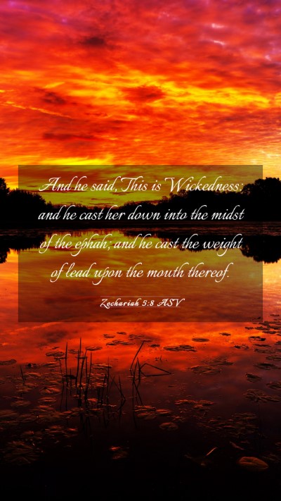 Picture 03 - Zechariah 5:8 ASV Mobile Phone Wallpaper - And he said, This is Wickedness: and he cast her - Mobile Bible Verse Wallpaper