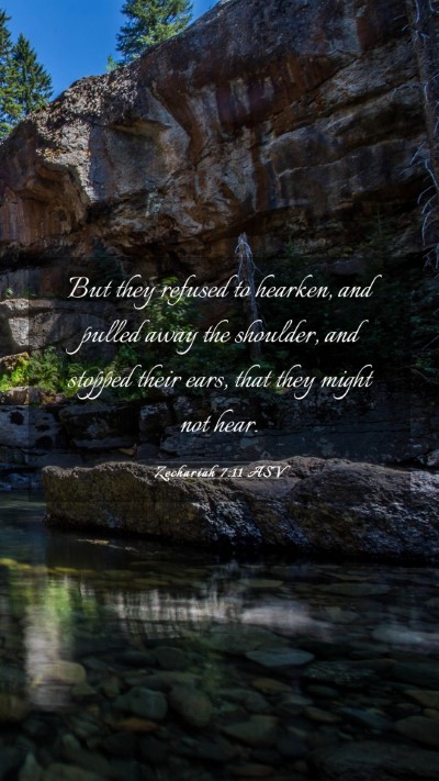 Picture 03 - Zechariah 7:11 ASV Mobile Phone Wallpaper - But they refused to hearken, and pulled away the - Mobile Bible Verse Wallpaper
