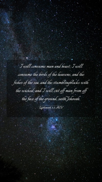 Picture 03 - Zephaniah 1:3 ASV Mobile Phone Wallpaper - I will consume man and beast; I will consume the - Mobile Bible Verse Wallpaper