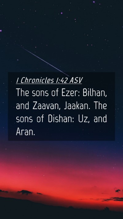 Picture 04 - 1 Chronicles 1:42 ASV Mobile Phone Wallpaper - The sons of Ezer: Bilhan, and Zaavan, Jaakan. The - Mobile Bible Verse Wallpaper