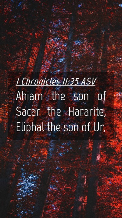 Picture 04 - 1 Chronicles 11:35 ASV Mobile Phone Wallpaper - Ahiam the son of Sacar the Hararite, Eliphal the - Mobile Bible Verse Wallpaper
