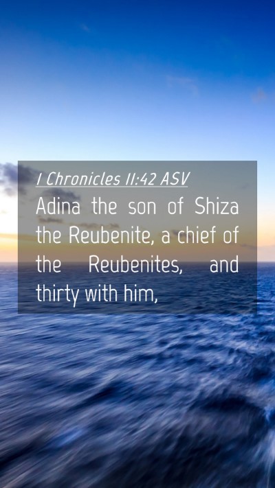 Picture 04 - 1 Chronicles 11:42 ASV Mobile Phone Wallpaper - Adina the son of Shiza the Reubenite, a chief of - Mobile Bible Verse Wallpaper