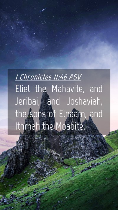 Picture 04 - 1 Chronicles 11:46 ASV Mobile Phone Wallpaper - Eliel the Mahavite, and Jeribai, and Joshaviah, - Mobile Bible Verse Wallpaper