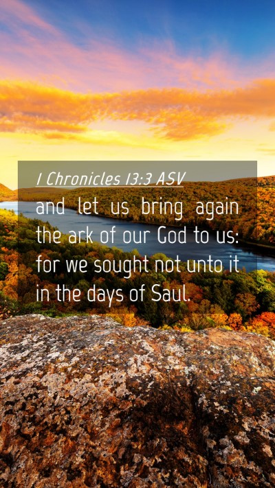Picture 04 - 1 Chronicles 13:3 ASV Mobile Phone Wallpaper - and let us bring again the ark of our God to us: - Mobile Bible Verse Wallpaper
