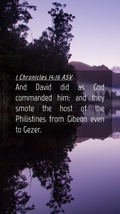 Picture 04 - 1 Chronicles 14:16 ASV Mobile Phone Wallpaper - And David did as God commanded him: and they - Mobile Bible Verse Wallpaper