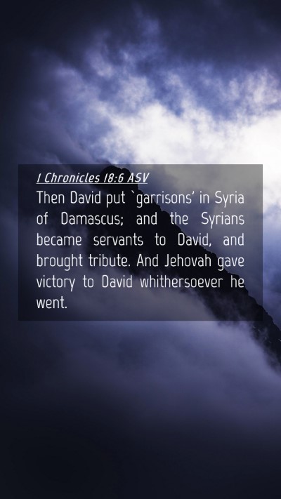 Picture 04 - 1 Chronicles 18:6 ASV Mobile Phone Wallpaper - Then David put `garrisons' in Syria of Damascus; - Mobile Bible Verse Wallpaper