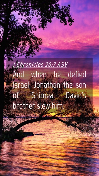 Picture 04 - 1 Chronicles 20:7 ASV Mobile Phone Wallpaper - And when he defied Israel, Jonathan the son of - Mobile Bible Verse Wallpaper