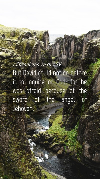 Picture 04 - 1 Chronicles 21:30 ASV Mobile Phone Wallpaper - But David could not go before it to inquire of - Mobile Bible Verse Wallpaper